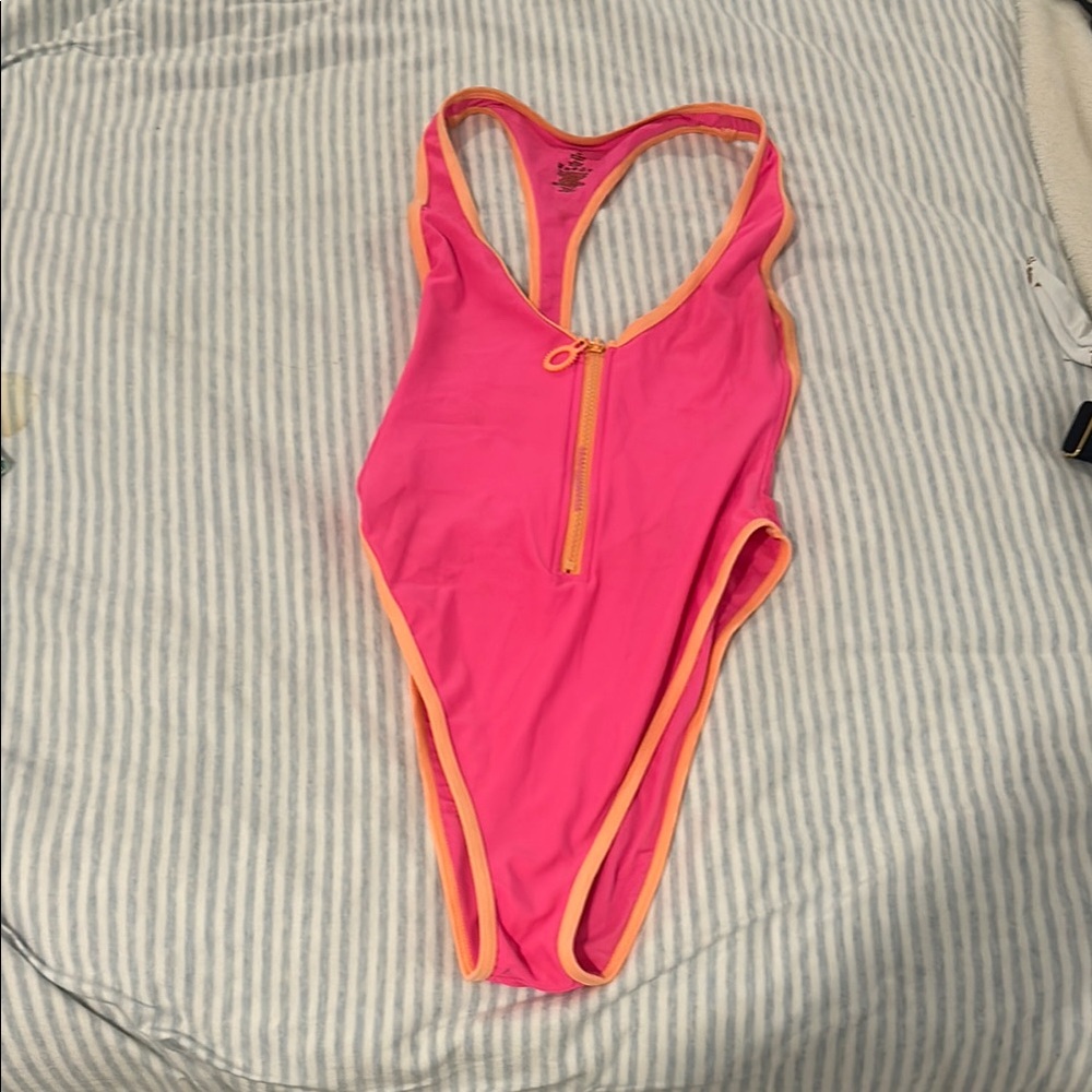 Adam Selman swim Pink and Orange One-Piece Swimsuit